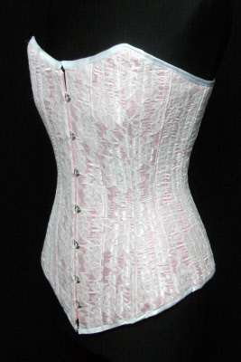 Pink Satin White Lace Shaped Top