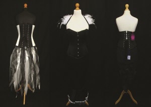 Black & White Witchy, Black Mermaid, Pinstripe Bustle